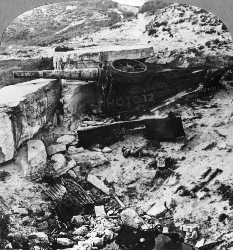 Destroyed German defence battery, Mariakerke, Belgium, World War I, c1914-c1918. Artist: Realistic Travels Publishers