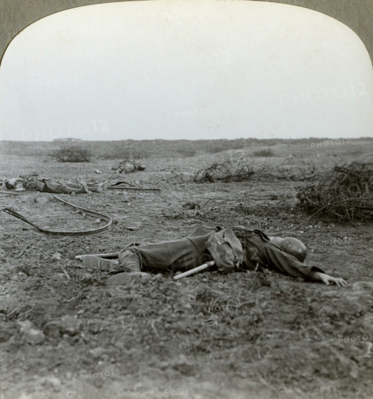 After the attack on Mouquet Farm, Thiepval Ridge, Somme, France, World War I, 1916. Artist: Realistic Travels Publishers