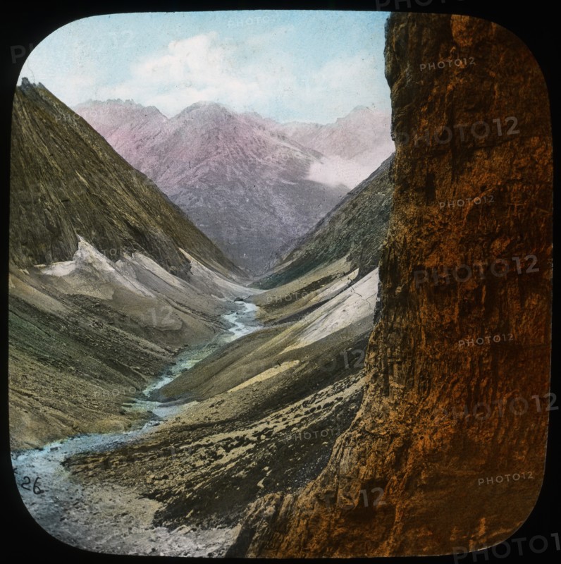 Scene in the Himalayas, India, late 19th or early 20th century. Artist: Unknown