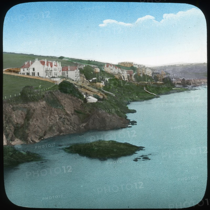 Fowey from the castle, Cornwall, late 19th or early 20th century. Artist: Church Army Lantern Department