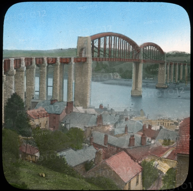 Royal Albert Bridge, Saltash, Cornwall, late 19th or early 20th century. Artist: Church Army Lantern Department