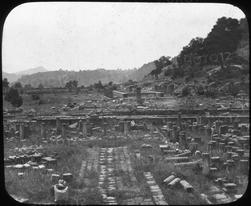Mount Kronos and Temple of Hera, Olympia, Greece, late 19th or early 20th century. Artist: Unknown