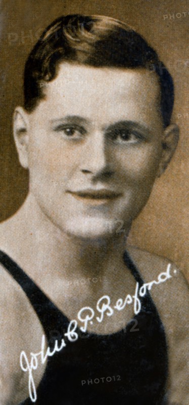 JCP Besford, Champion swimmer, 1935. Artist: Unknown
