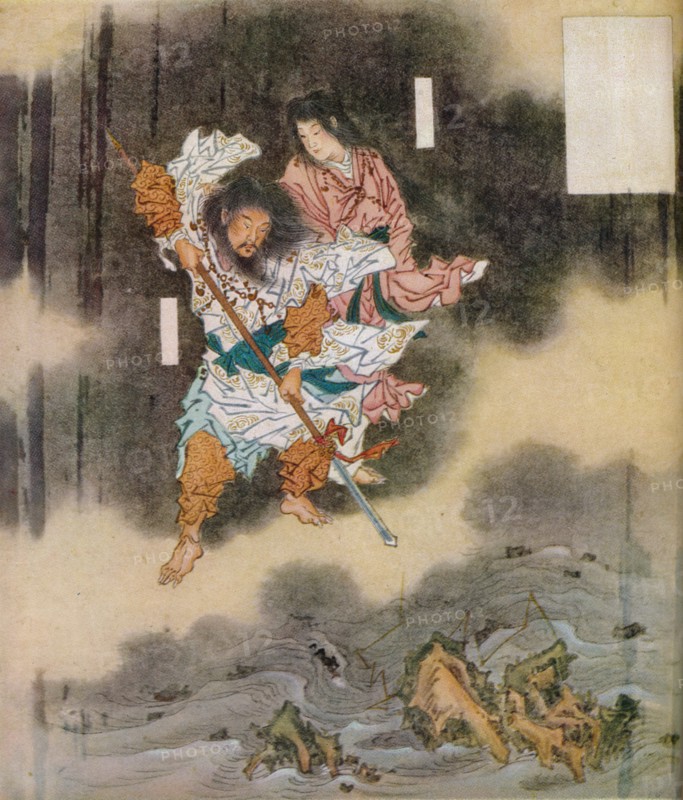Izanagi and Izanami giving birth to Japan, (c1870), 1925. Artist: Unknown
