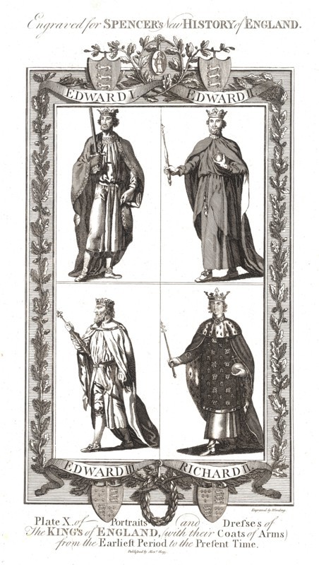 Portraits and Dresses of The Kings of England with coats of Arms, 1784 Artist: Wooding