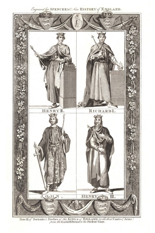 Portraits and Dresses of The Kings of England with coats of Arms, 1784. Artist: Unknown