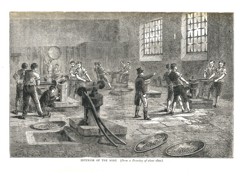The Interior of the Mint from a drawing of about 1800, 1878 Artist: Walter Thornbury