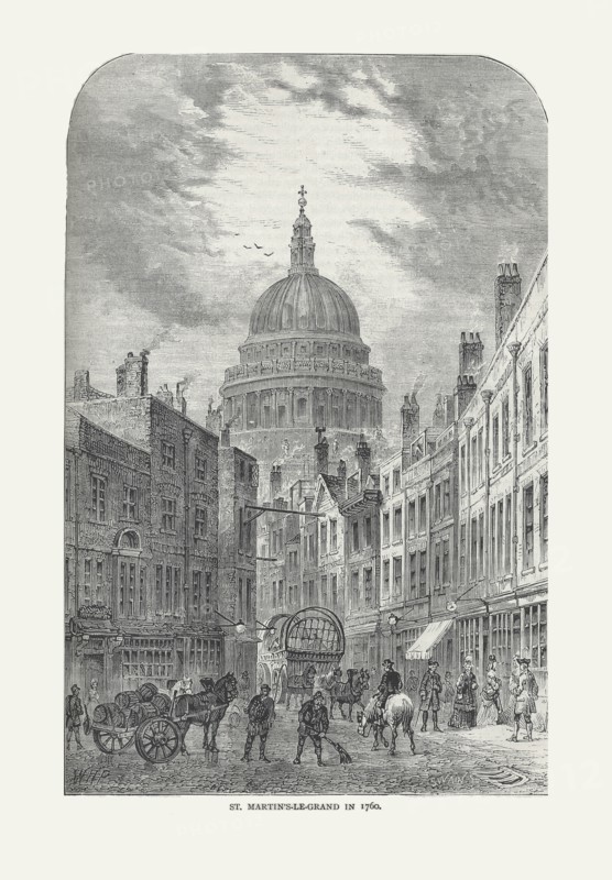 St Martin's-Le-Grand in 1760, 1878. Artist: Walter Thornbury