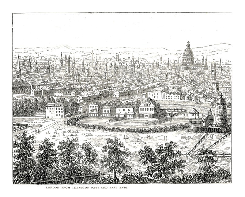 London from Islington City and East End. From a view by Canaletti, published 1753. Artist: Canaletto