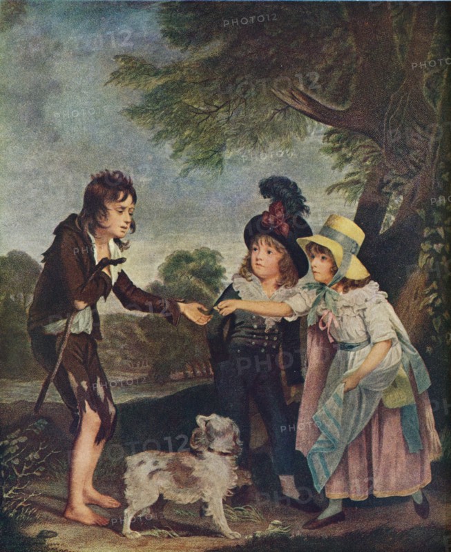Portrait of Sir Francis Ford?s Children Giving a Coin to a Beggar Boy. Exhibited 1793 (1906). Artist: Charles Wilkinson