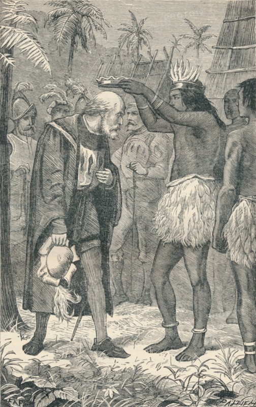 The Cacique Placing a Crown Upon the Head of Columbus, 1904. Artist: Unknown.