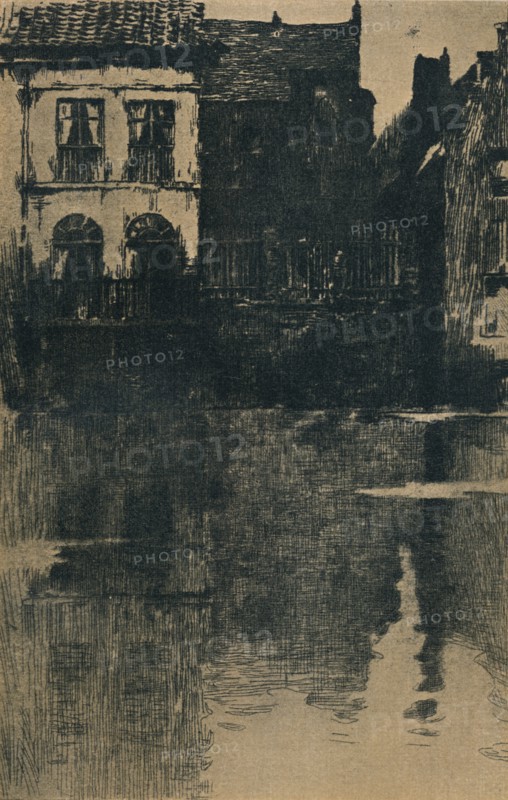 Vielles Maisons au bord de l'eau, c1886-1906, (1906-7). Artist: Albert Baertsoen