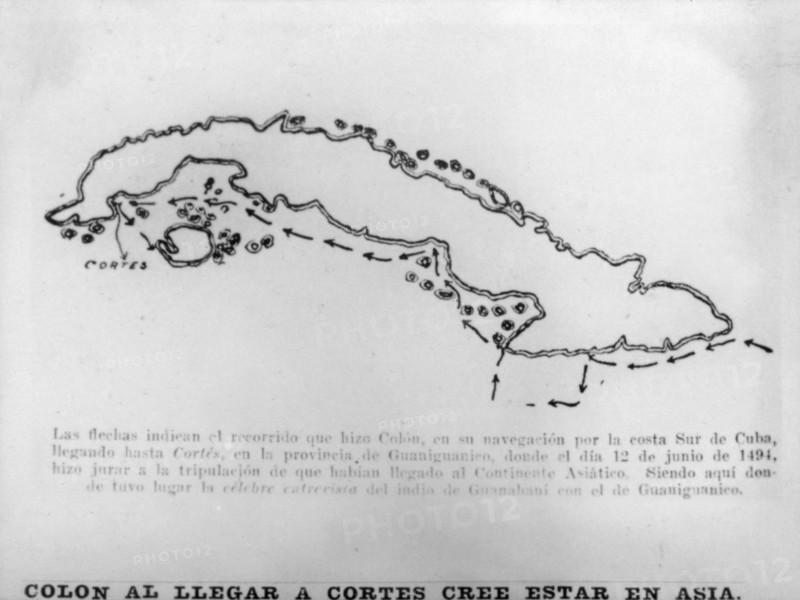 Colombus when Cortes arrived in Cuba, (15th century), 1920s. Artist: Unknown