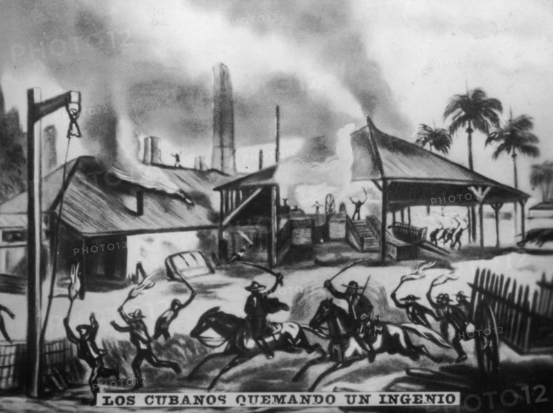 Cubans Burning Refineries, (1870s), 1920s. Artist: Unknown