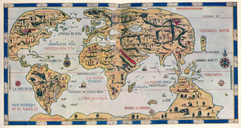 The Dauphin Map of the World, (1546), 1912. Artist: Pierre Desceliers
