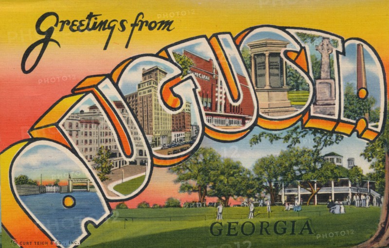 Greetings card featuring Augusta, Georgia, 1943. Artist: Unknown