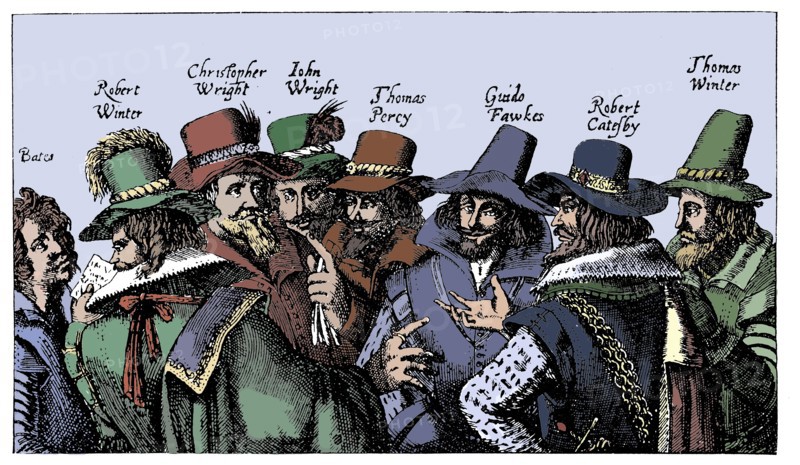 Guy Fawkes and the Gunpowder Plotters, 1605. Artist: Unknown