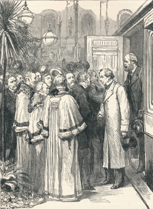 Lord Beaconsfield and Lord Salisbury at Charing Cross Railway Station, 1896. Artist: Unknown