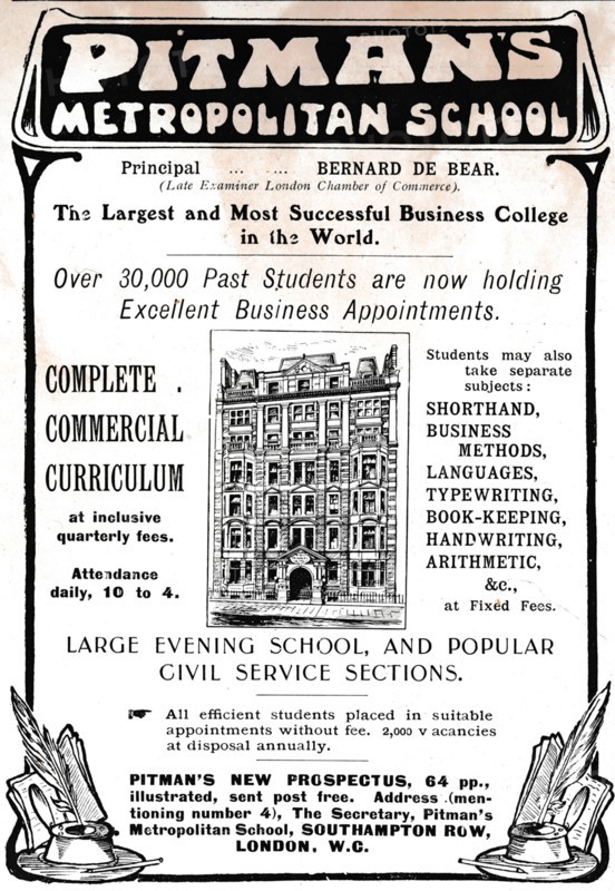 Pitman's Metropolitan School, 1906.