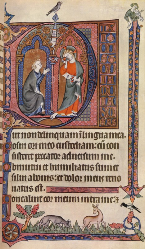 An illuminated page from the Vaux-Bardolf Psalter, c1310, (1937) Artist: Unknown