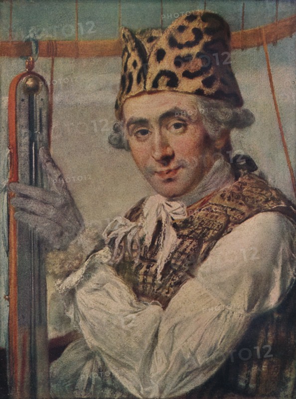 Dr John Jeffries, American balloonist, 1786. (1911). Artist: Unknown