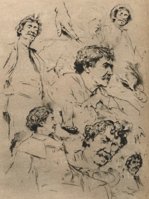 Studies of James McNeill Whistler, c1886. (1903). Artist: Mortimer Luddington Menpes