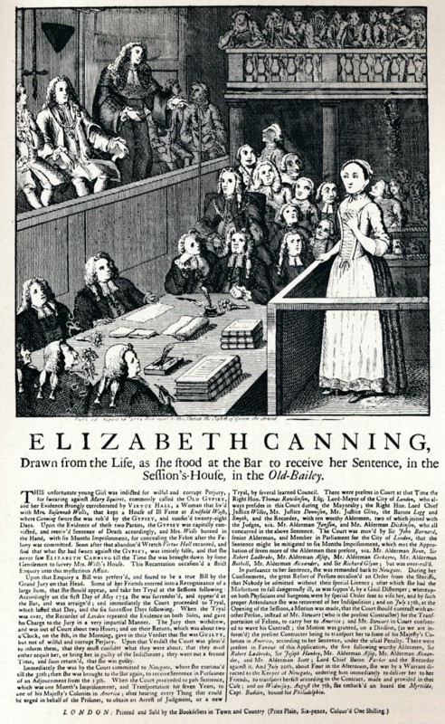 A broadside of 1754 reporting on the case of Elizabeth Canning, 1915. Artist: Unknown
