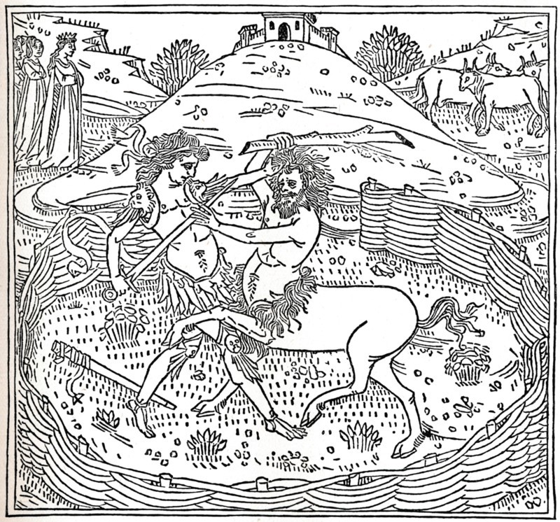 Theseus and the Centaur, Plutarch: Vitae Parallelae, 1491, (1917). Artist: Unknown