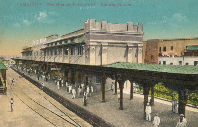 Camaguey. Estacion del Ferro-Carril. Railway Station, Cuba, c1910s. Artist: Unknown