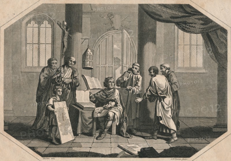 The division of England into Counties, Hundreds & Tythings by Alfred the Great, 1808. Artist: Ambrose William Warren