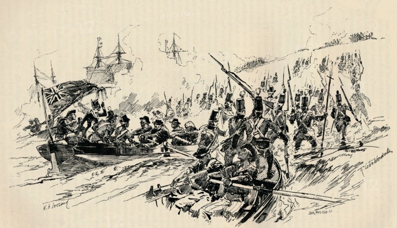 Landing of Sir Ralph Abercromby and British Forces at Alexandria, 1801, (1884) Artist: Unknown