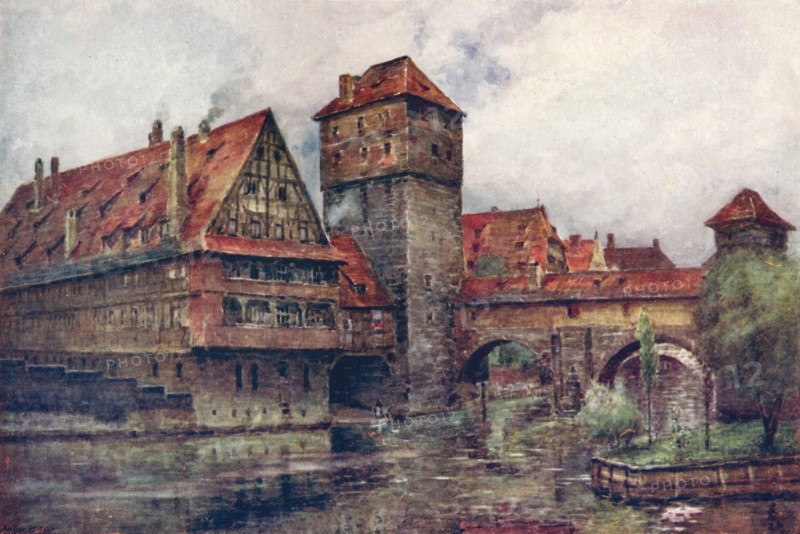 The Henkersteg, with the Wasserturm, Nuremberg, Germany, c1905. Artist: AG Bell