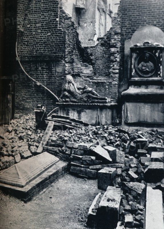 'Master's House: with tombstone in commemoration to Oliver Goldsmith, 1941'. Artist: Unknown.