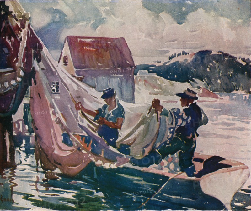 'Winding Nets', c1930. Artist: George Pearse Ennis