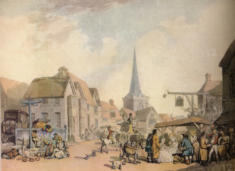 'An old English Village Scene', c18th century. (1941). Artist: Thomas Rowlandson.