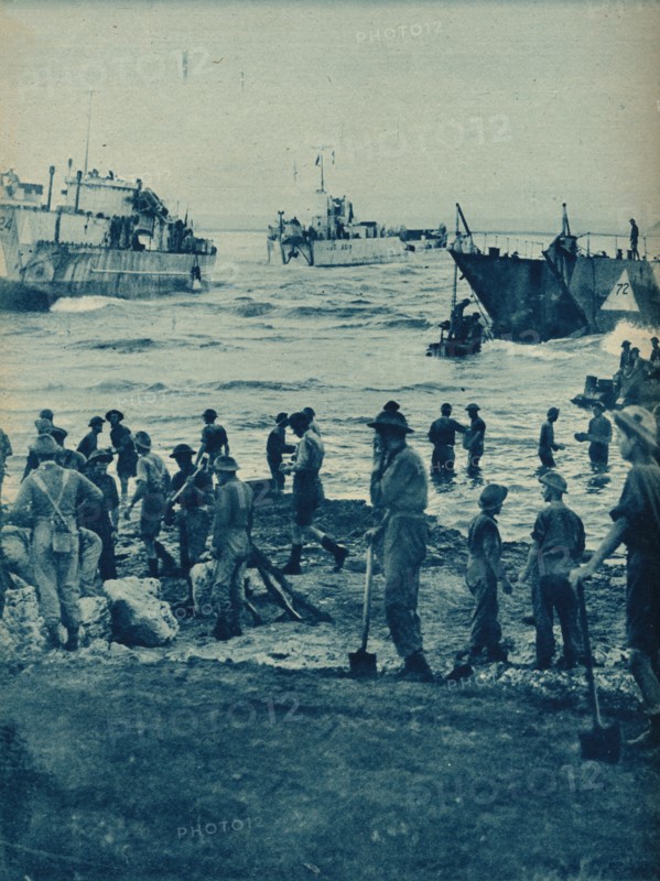 'As the Sun Came Up On Invasion Day: With Pick and Shovel the Way is Cleared', 1943-44. Artist: Unknown.