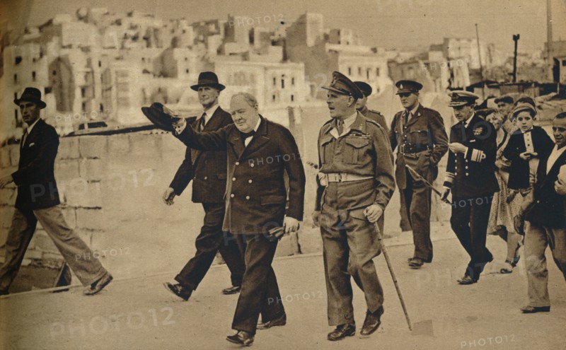 'Mr. Churchill called at Malta, where he is seen with Field-Marshal Lord Gort', 1943-1944. Artist: Unknown.