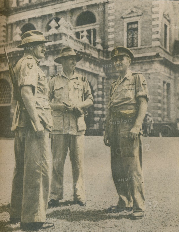 'Leaders in the Burma Campaign met in Rangoon after the city's fall on May 3, 1945', 1945. Artist: Unknown.