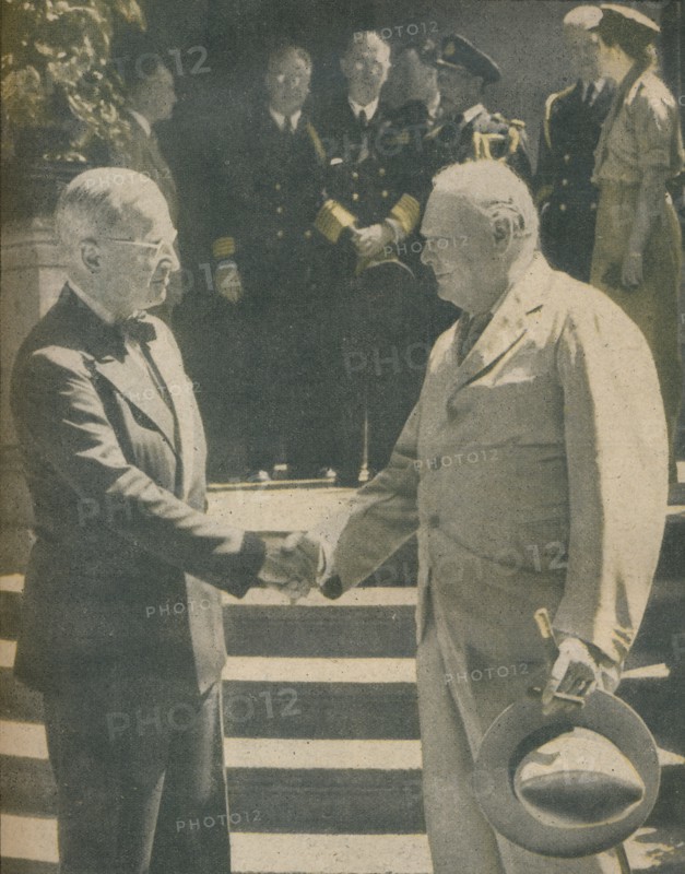'Warm Handshake Between Premier and President', 1945. Artist: Unknown.