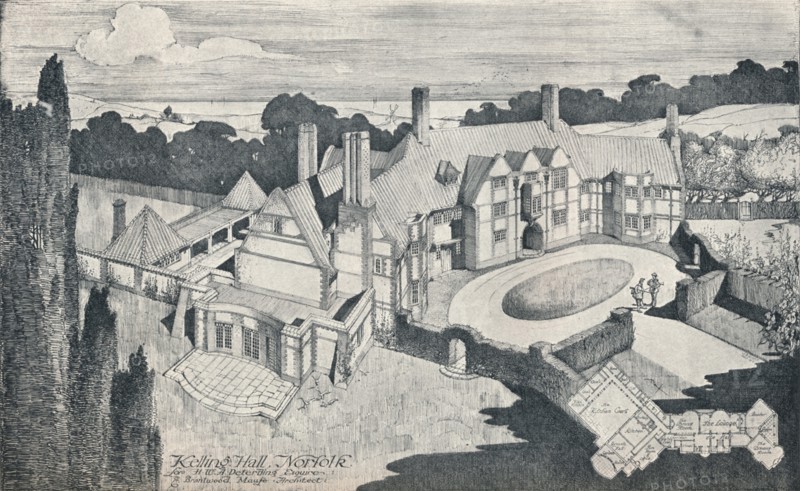 'Kelling Hall, Norfolk. E Brantwood Maufe, A.R.I.B.A., Architect', c1912. Artist: Edward Brantwood Maufe.