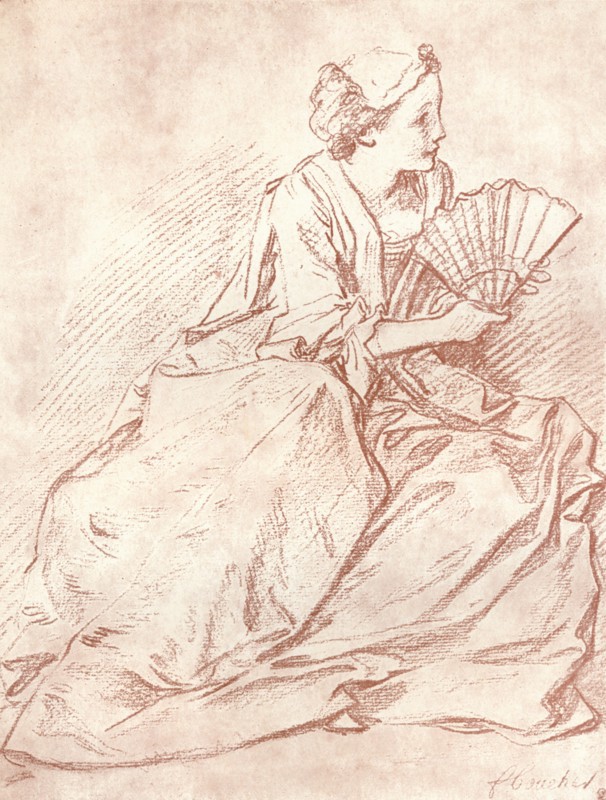 'The Lady with the Fan', 18th century. Artist: Francois Boucher.