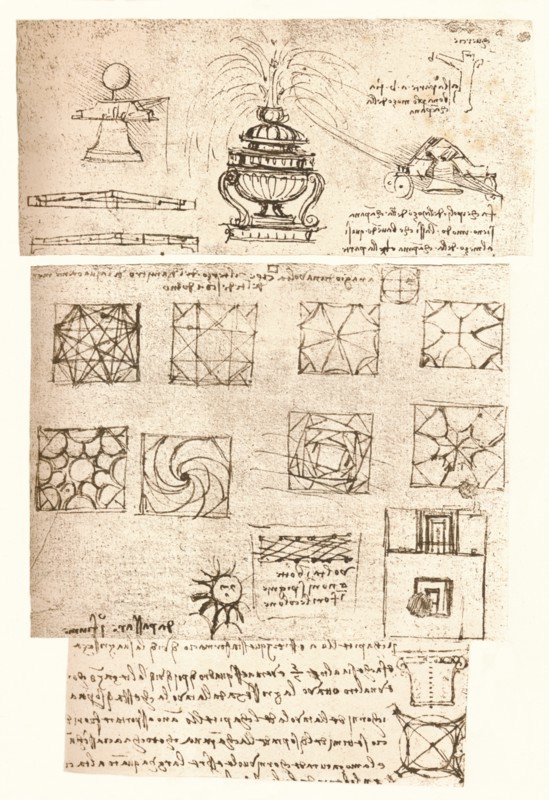 Three architectural drawings, c1472-c1519 (1883). Artist: Leonardo da Vinci.
