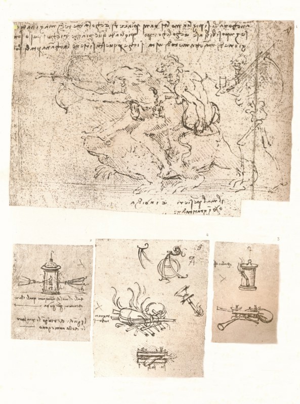 Four drawings of allegorical representations, c1472-c1519 (1883). Artist: Leonardo da Vinci.