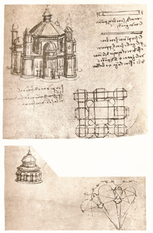 Two drawings of churches, c1472-c1519 (1883). Artist: Leonardo da Vinci.