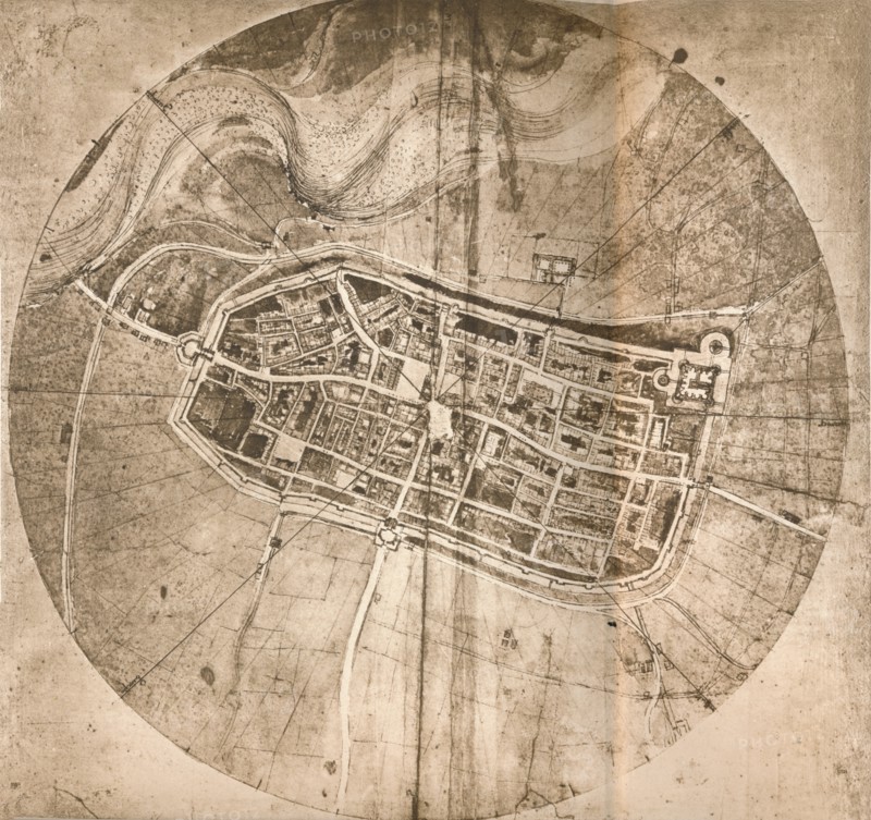 A map representing the town of Imola, Italy, c1472-c1519 (1883). Artist: Leonardo da Vinci.