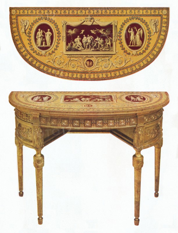 'One of a pair of Adam side-tables, the top painted in the manner of Pergolesi', 18th century. Artist: Robert Adam.