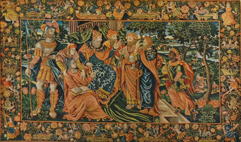 'Visit of the Magi to Herod: Elizabethan Petit-Point Panel', c16th century. Artist: Unknown.