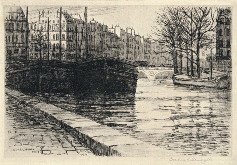 'The Pont St Michel', 1915. Artist: Caroline Helena Armington.