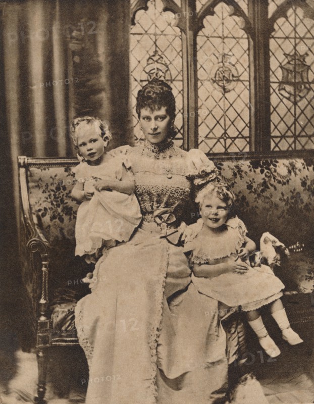 The Duchess of York with her two sons, Princes Edward and Albert, c1897 (1935). Artist: Unknown.