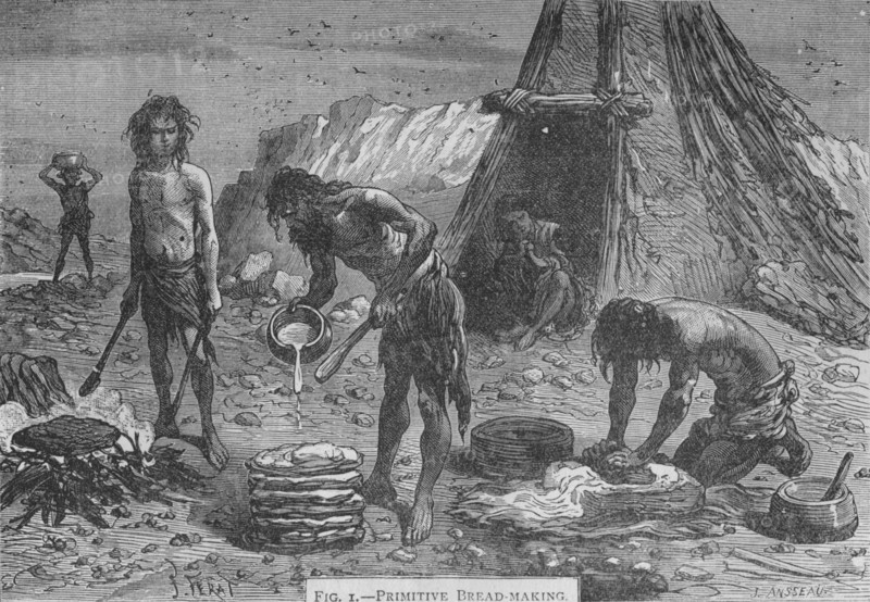 Primitive breadmaking, 1894. Artist: Unknown.